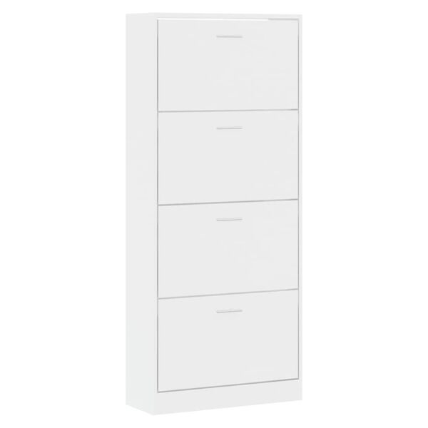 vidaXL Scarpiera Bianco Lucido 63x24x147 cm in Legno Multistrato