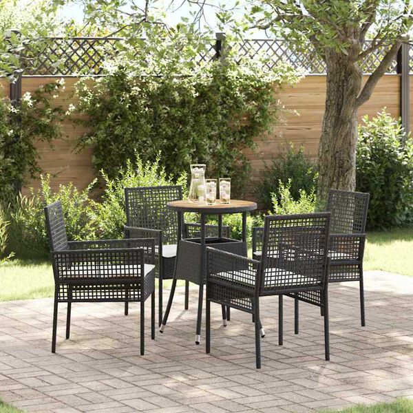 vidaXL Set da Pranzo per Giardino 5 pcs Nero Poly Rattan