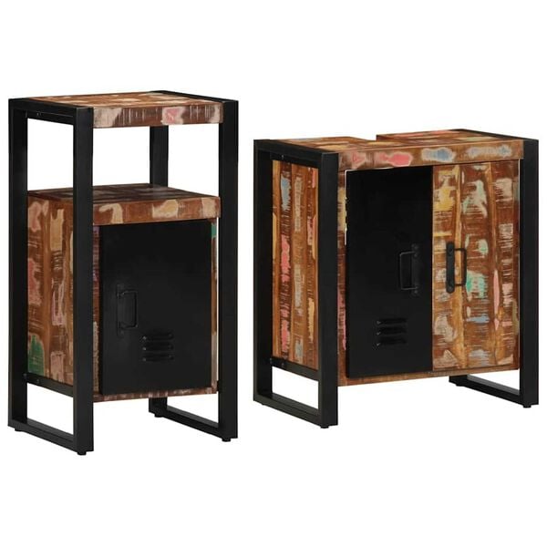 vidaXL Set di mobili per il bagno 2 pcs Legno Recuperato Massello