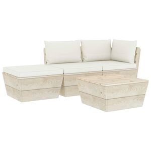 vidaXL Set Divani da Giardino su Pallet 4 pz con Cuscini Legno Abete