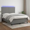 vidaXL Letto a Molle Materasso e LED Grigio Scuro 140x190cm in Tessuto