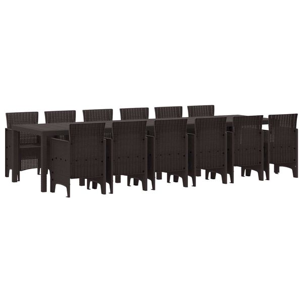 vidaXL Set da Pranzo per Giardino 13 pcs Marrone Rattan Polt