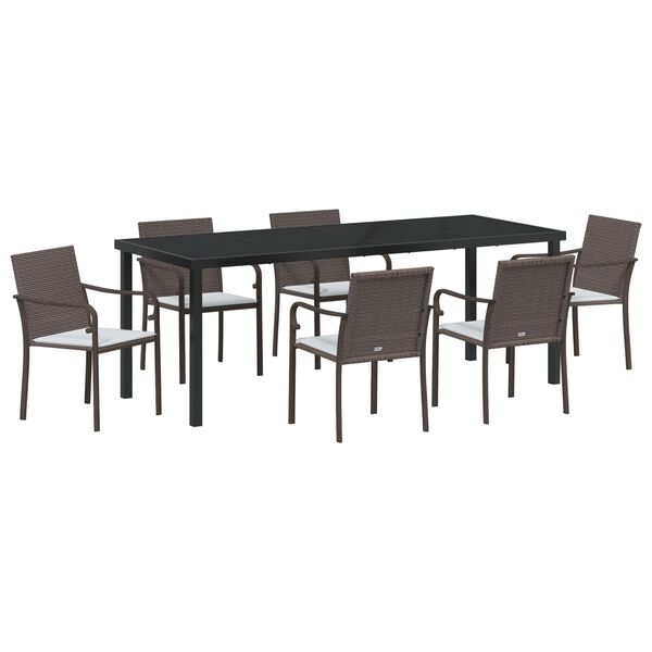 vidaXL Set da Pranzo per Giardino 7 pcs Marrone e Nero Rattan in PE