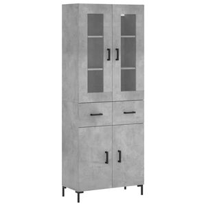 vidaXL Credenza Grigio Cemento 69,5x34x180 cm in Legno Multistrato