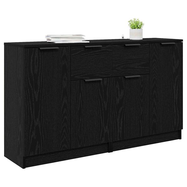 vidaXL Sideboards 2 pcs Rovere Nero 60 x 30 x 70 cm Legno multistrato
