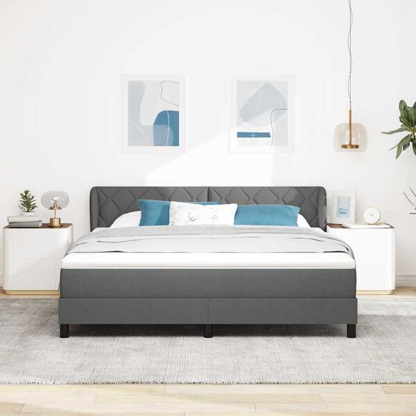 vidaXL Letto box spring con materasso Grigio scuro 180 x 200 cm