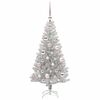 vidaXL Albero di Natale con 150 LED con supporto Argento 120 cm PET
