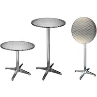 HI Tavolino Pieghevole da Bar in Alluminio Rotondo 60x60x(58-115) cm