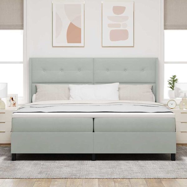 vidaXL Letto a molle con materasso Grigio chiaro 200 x 200 cm Velluto