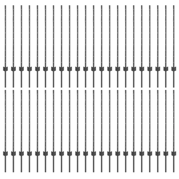 vidaXL Pali per Recinzione 88 pcs Grigio 140 cm Acciaio