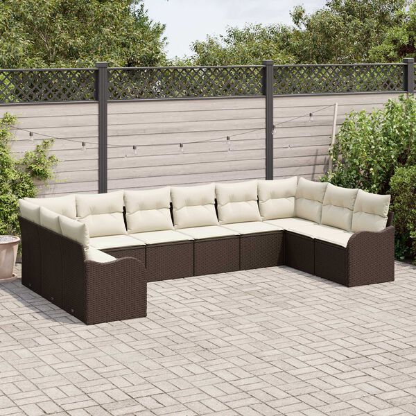 vidaXL Set Divano da Giardino Marrone polyrattan