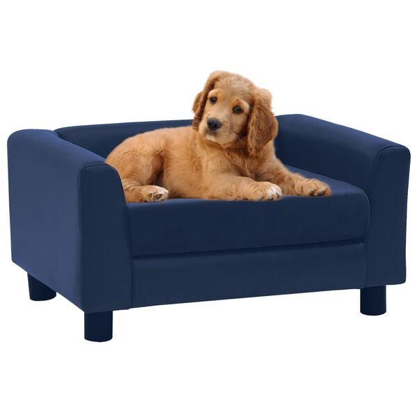 vidaXL Divano per Cani Cuscino Blu 60x43x30cm Peluche Similpelle