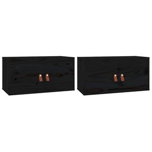 vidaXL Pensili 2 pz Neri 60x30x30 cm in Legno Massello di Pino