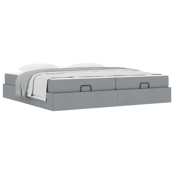 vidaXL Struttura letto con materasso 2 pcs Grigio chiaro Tessuto