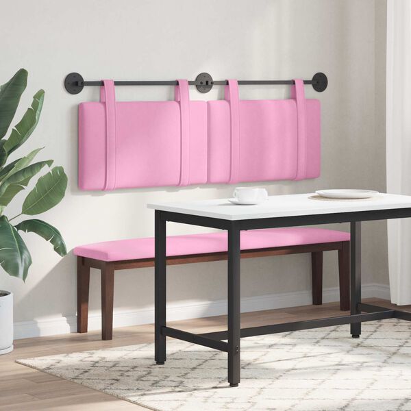 vidaXL Testata appesa Montaggio a parete Rosa 130 x 55 x 5 cm Tessuto