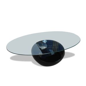 vidaXL Tavolino da Salotto con Ripiano Ovale in Vetro Nero Lucido