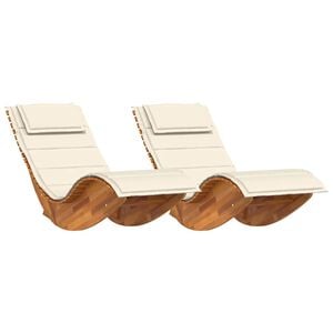 vidaXL Lettino da sole 2 pcs Marrone Legno di Acacia Massello