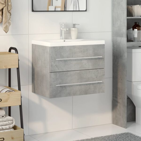 vidaXL Set Mobili da Bagno 2 pz Grigio Cemento in Legno Multistrato