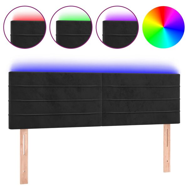 vidaXL Testiera a LED Nera 144x5x78/88 cm in Velluto