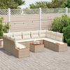 vidaXL Set Divano da Giardino con cuscino 10 pcs Beige Poly Rattan