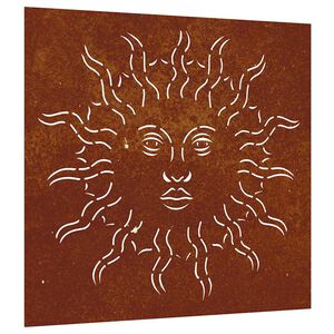 vidaXL Decorazione Muro da Giardino 55x55 cm Sole in Acciaio Corten