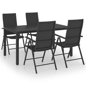 vidaXL Set da Pranzo da Giardino 5 pz Nero