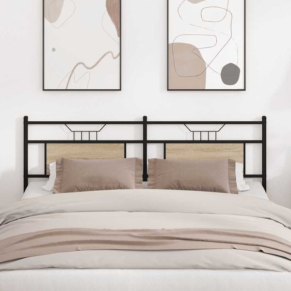 vidaXL Testiera di Ricambio Rovere Sonoma 160 cm in Legno Multistrato e Acciaio