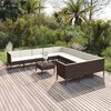 vidaXL Set Divani da Giardino 12 pz con Cuscini in Polyrattan Marrone