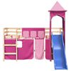 vidaXL Letto a Soppalco con Torre Bambini Rosa 80x200cm Massello Pino