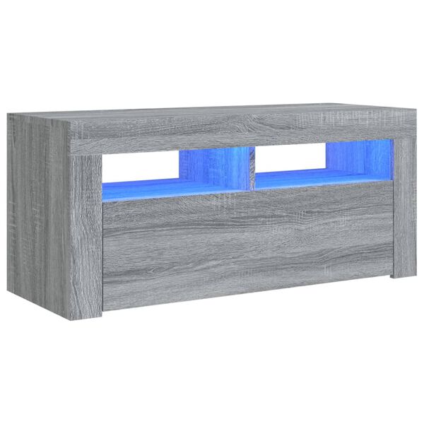 vidaXL Mobile Porta TV con Luci LED Grigio Sonoma 90x35x40 cm