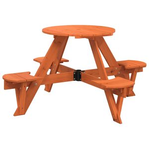 vidaXL Tavolo da Picnic per 4 Bambini Rotondo con Foro in Legno Abete