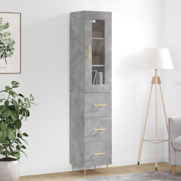 vidaXL Credenza Grigio Cemento 34,5x34x180 cm in Legno Multistrato