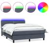 vidaXL Letto a Molle con Materasso e LED Grigio Scuro 160x210 cm Velluto