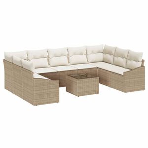 vidaXL Set Divano da Giardino Beige e Crema polyrattan