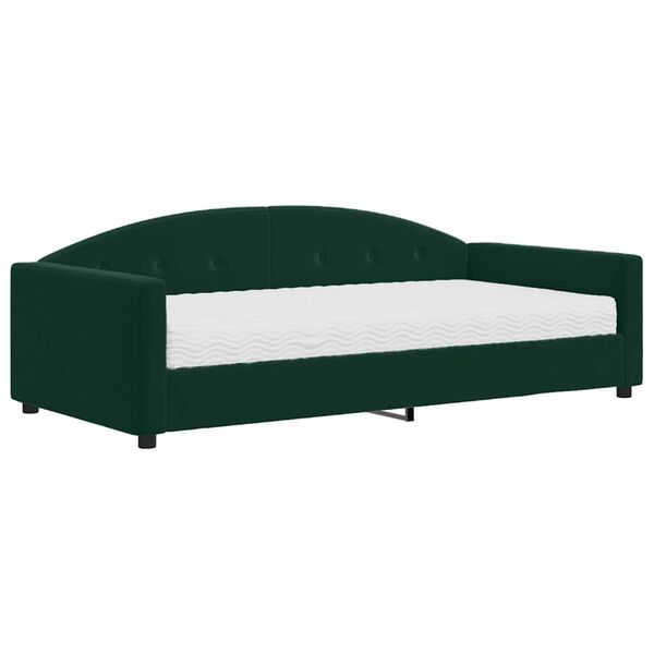 vidaXL Divano Letto con Materasso Verde Scuro 100x200 cm in Velluto