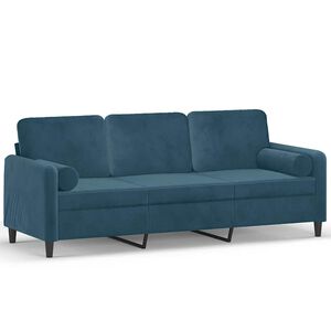 vidaXL Divano a 3 Posti con Cuscini Blu 180 cm in Velluto
