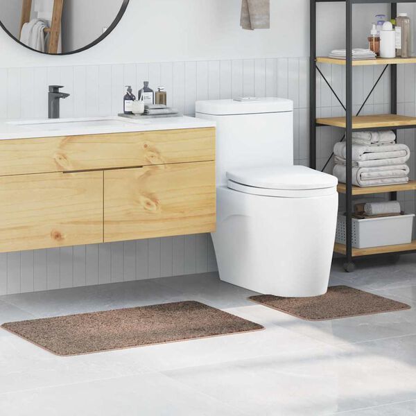 vidaXL Set di tappetini antiscivolo per il bagno 2 pcs Marrone PP