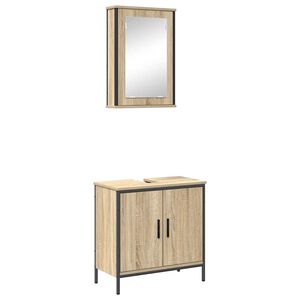 vidaXL Set di mobili per il bagno 2 pcs Marrone Legno multistrato