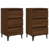 vidaXL Comodini Gambe in Legno Massello 2pz Rovere Marrone 40x35x69cm