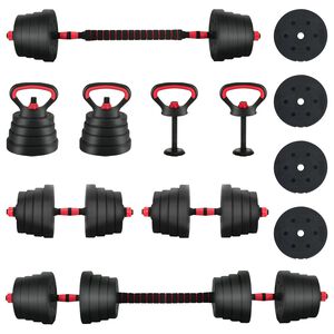 vidaXL Set di Manubri 4-in-1 40kg Nero e Rosso