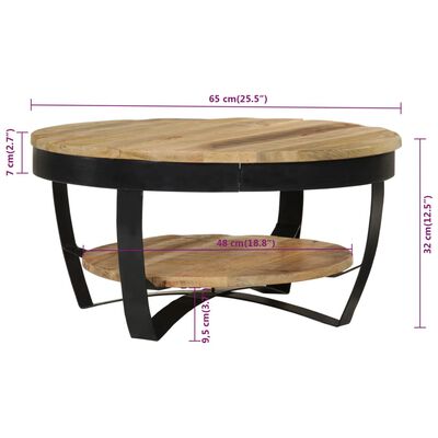 vidaXL Tavolino da Salotto in Legno Massello Grezzo di Mango 65x32 cm