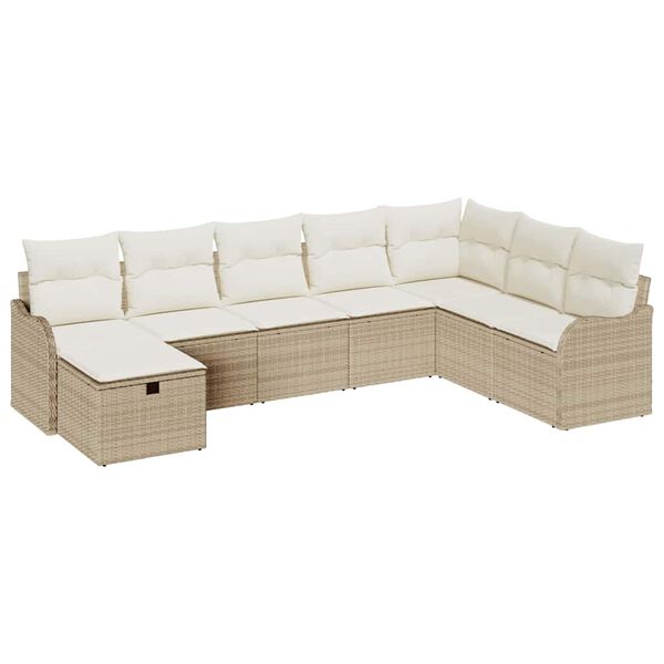 vidaXL Set di divani con cuscino 8 pcs Beige e Crema polyrattan