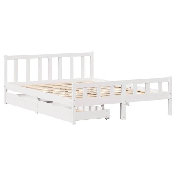 vidaXL Letto senza Materasso Bianco 150x200 cm Legno Massello di Pino