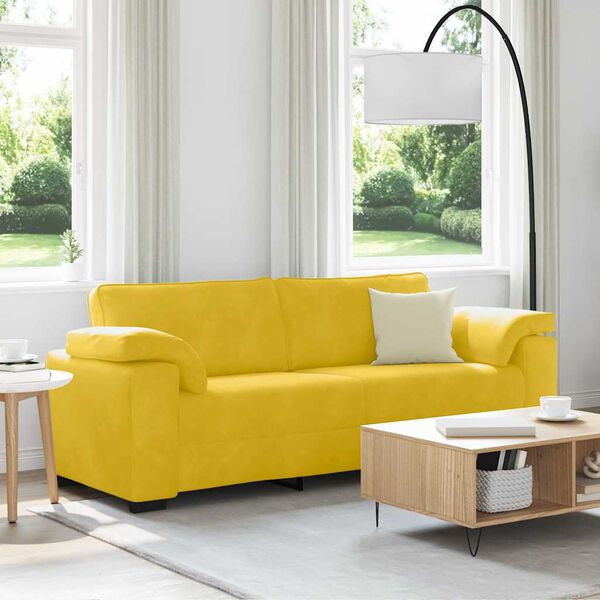 vidaXL Divano a 3 Posti Giallo 220x77x82 cm in Velluto