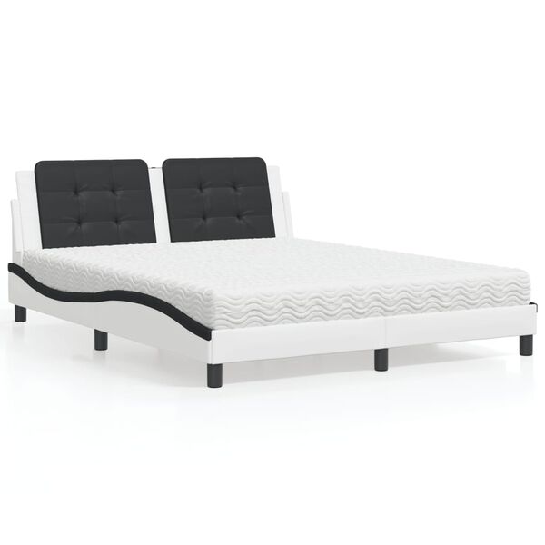 vidaXL Letto con Materasso Zadar Bianco e Nero 160x200cm Similpelle