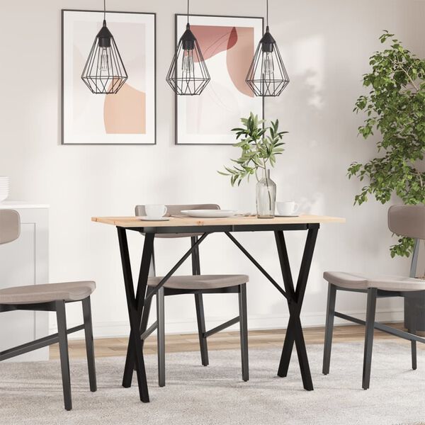 vidaXL Tavolo da Pranzo Telaio a X 100x50x75 cm Legno Pino e Acciaio
