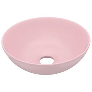 vidaXL Lavandino da Bagno in Ceramica Rosa Opaco Rotondo