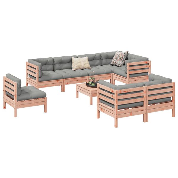 vidaXL Set Divani Giardino 9 pz Cuscini Legno Massello Abete Douglas