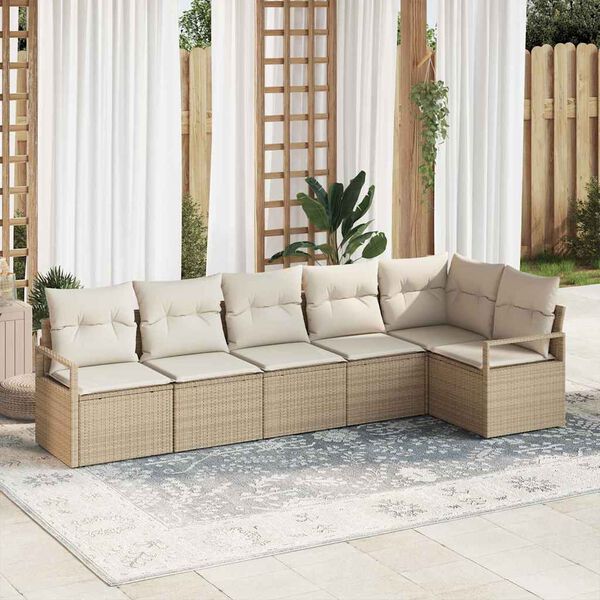 vidaXL Set di divani 6 pcs Beige polyrattan