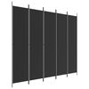 vidaXL Divisorio 5 Pannelli Nero 250x220 cm Tessuto